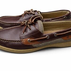 Sperry Leather Lace-up Boat Shoes Tan Brown Loafers Women’s size 10 EUC
